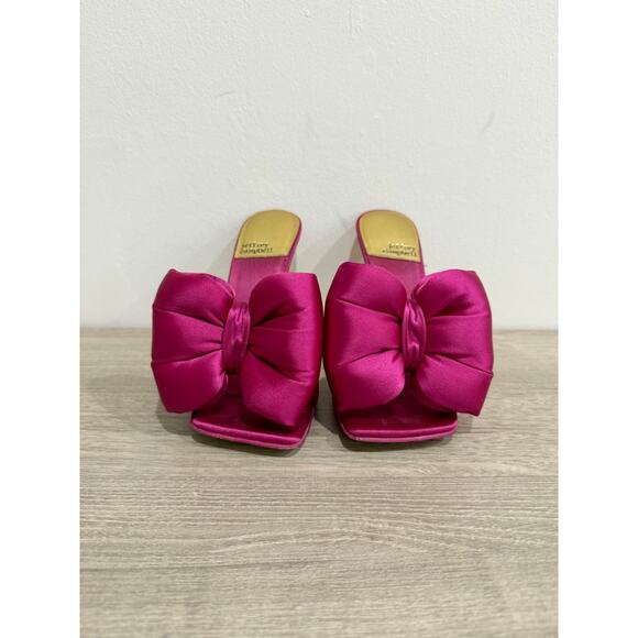 Jeffrey Campbell Bow-Down Slip On Pin-Heeled Mules Fuchsia Women's Size 6 - Picture 3 of 7